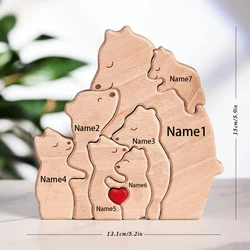 Personalized Wooden Bear Art Puzzle - Unique Home Decor & Heartfelt Gift - Customized (7 bears)