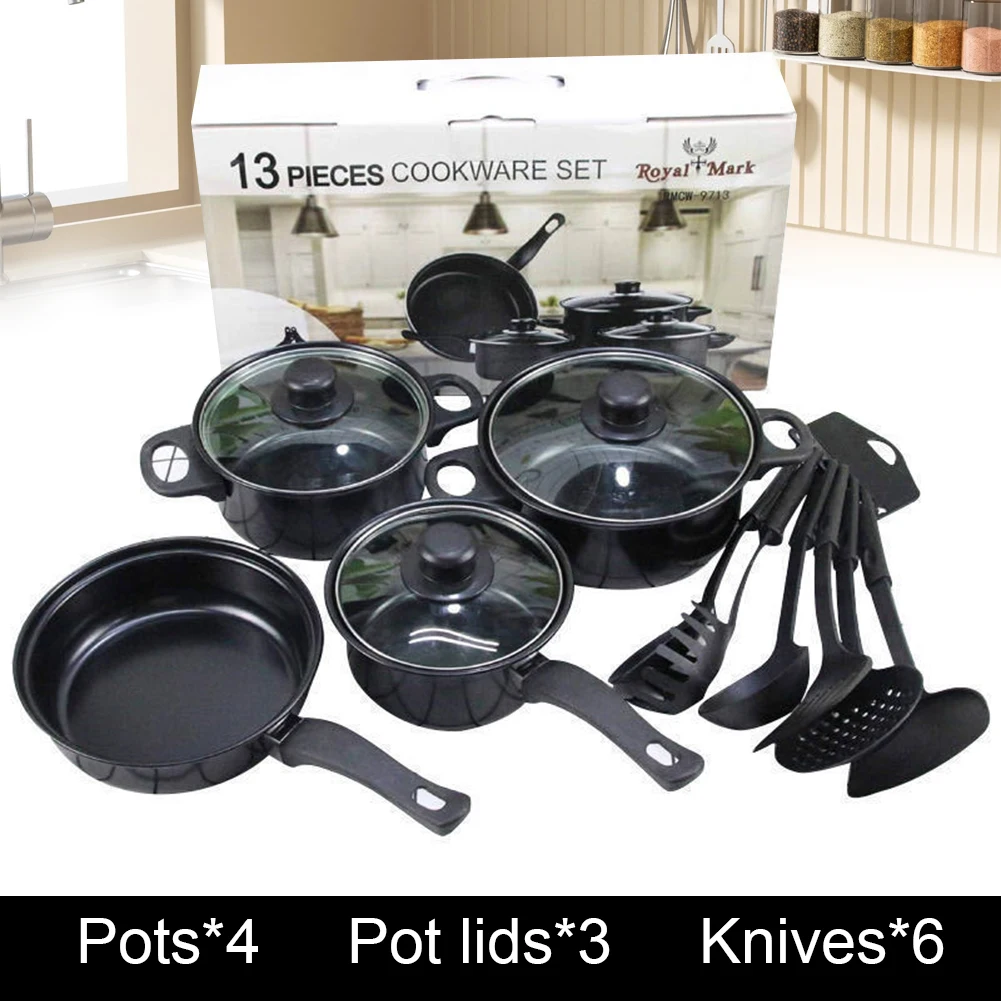 12-piece Non-stick Cookware Set Deep Frying Pan With Lid Milk Pot Maifan Stone