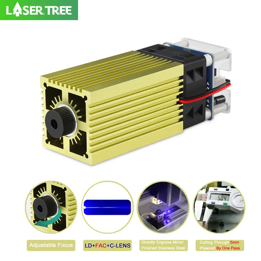 LASER TREE 40W Laser Head 450nm Blue Laser TTL Module for CNC Cutting Engraving Machine Wood Working Tools and Accessories