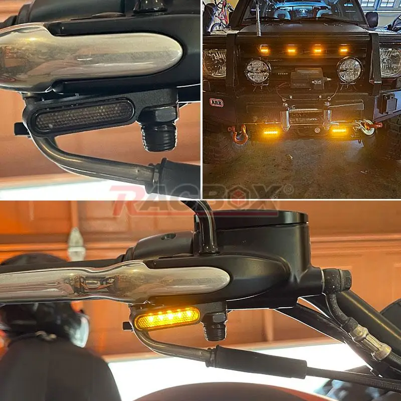 8mm 6led Motorcycle Turn Signals Light Flowing Rear Light Indicators White Amber