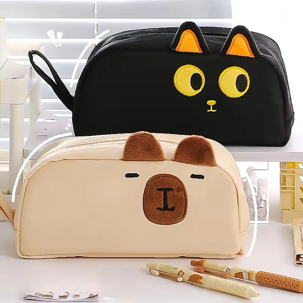 Astuccio per matite Hot Cat, estuche scolastico, astucci per matite di grande capacità, articoli scolastici, astuccio per cancelleria con orecchie in peluche, astuccio per matite carino per ragazze - immagine 6