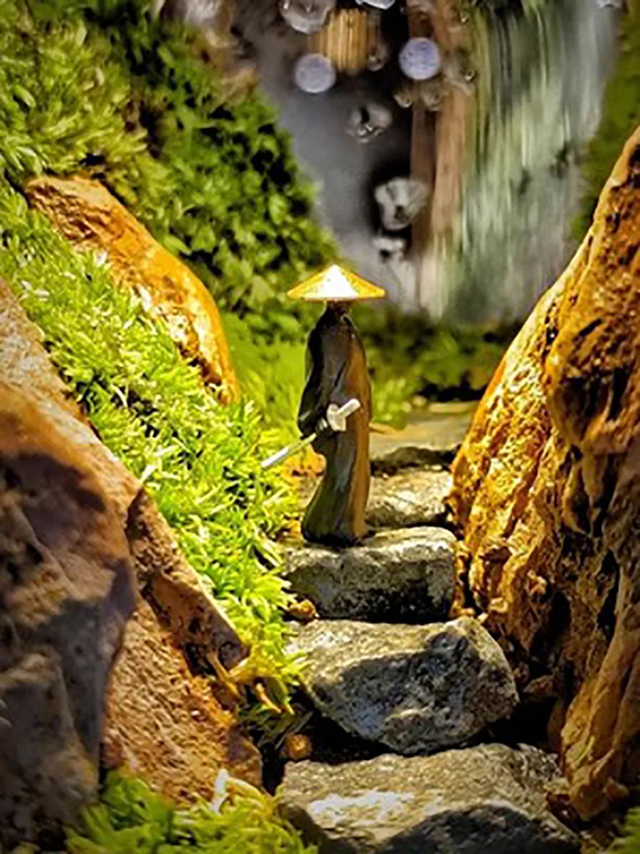 3D Painting Art Design of Jianghu Man Shape, Ancient Chivalrous Flower Pot Ornament, Rockery Landscape, Bonsai Furnishing, 23121