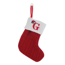 Festive Alphabet Knitted Socks - Christmas Tree Ornaments & Holiday Decorations - 20cmX10cm (G)