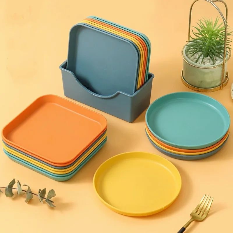 Dessert Plate Pure Plastic Square Snack Straw Bowl Sauce Seasoning Dish Degradable Eco-Friendly Tableware Home Table GarbageDish