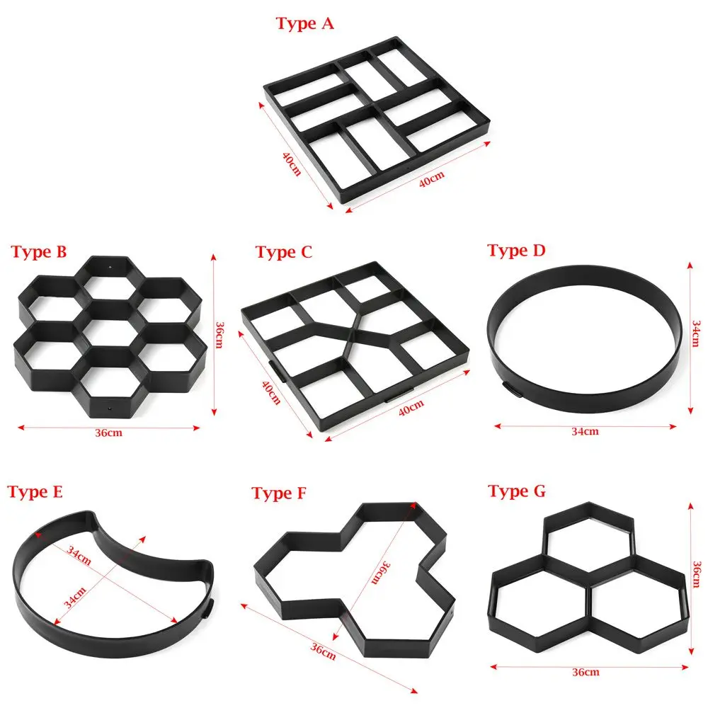 Floor Pavement Lawn Decoration Beton Brick Maker Concrete Molds Cement Mould DIY Garden Path Variety Shapes