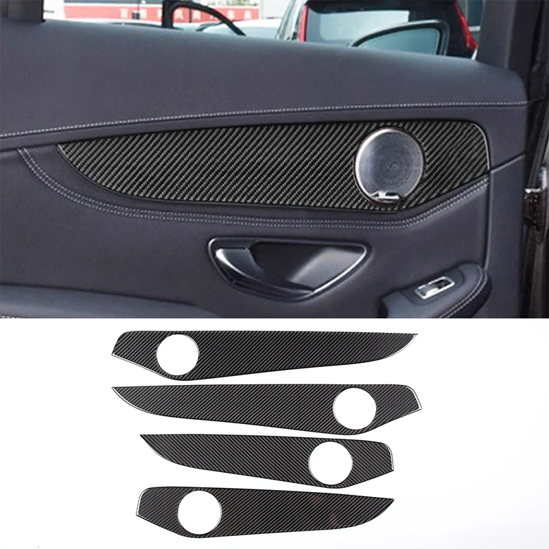 Garnitures de Couverture de Panneau de Décoration de Porte Intérieure, 4 Pièces Style Fibre de Carbone Remplacement pour ‑ Classe C W205 2015‑2021 Accessoires Auto