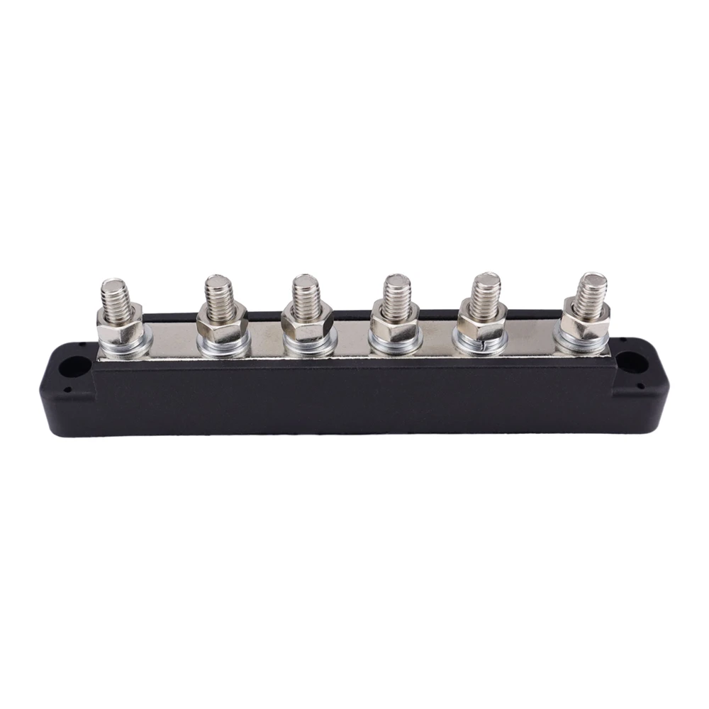 150A 12V Bus Bar Marine 12V-48V Power Distribution Block with Cover & 6 x 1/4&rdquo;(M6) Post,Battery Bus Bar & Ring Terminals