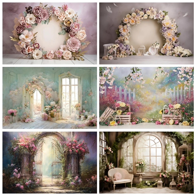 Fondo De Pared De Flores 3x2.5 M - Vinilo Retro, Decoración Para Fiestas, Bodas, Cumpleaños Y Fotos