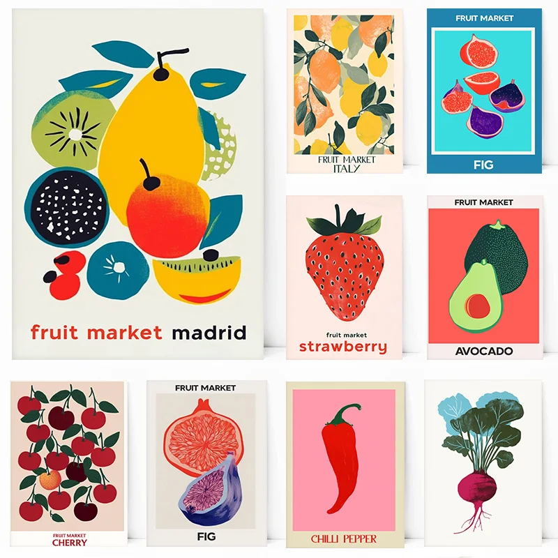 Frutta Verdura Fragola Avocado Anguria Limone Cipolla Poster Wall Art Immagini Tela Pittura Camera Da Letto Cucina Decorazioni Per La Casa
