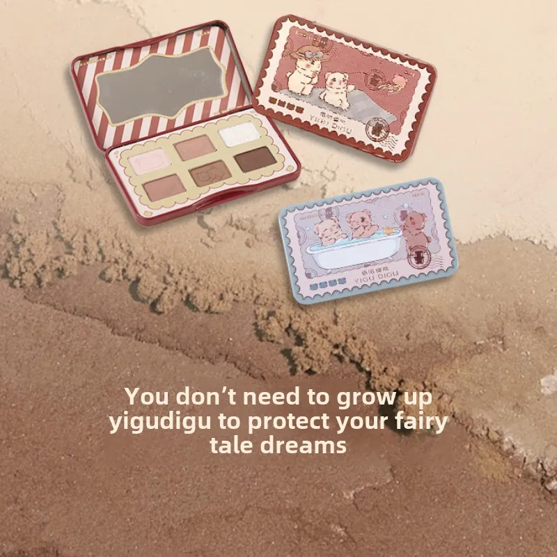 YIGU DIGU Gugu Postcard Tin Eyeshadow Palette Earth Color Matte High Gloss Flashing Contouring Comprehensive Palette