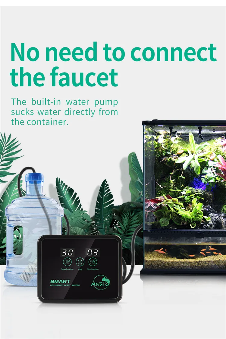 Intelligent Reptile Fogger Terrariums Humidifier Electronic Timer Automatic Mist Rainforest Spray System Kit Sprinkler Control