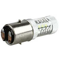 80W BA20D H6 White 16 LED Motorcycle MotorBike/Moped/ATV Headlight Bulb 2
