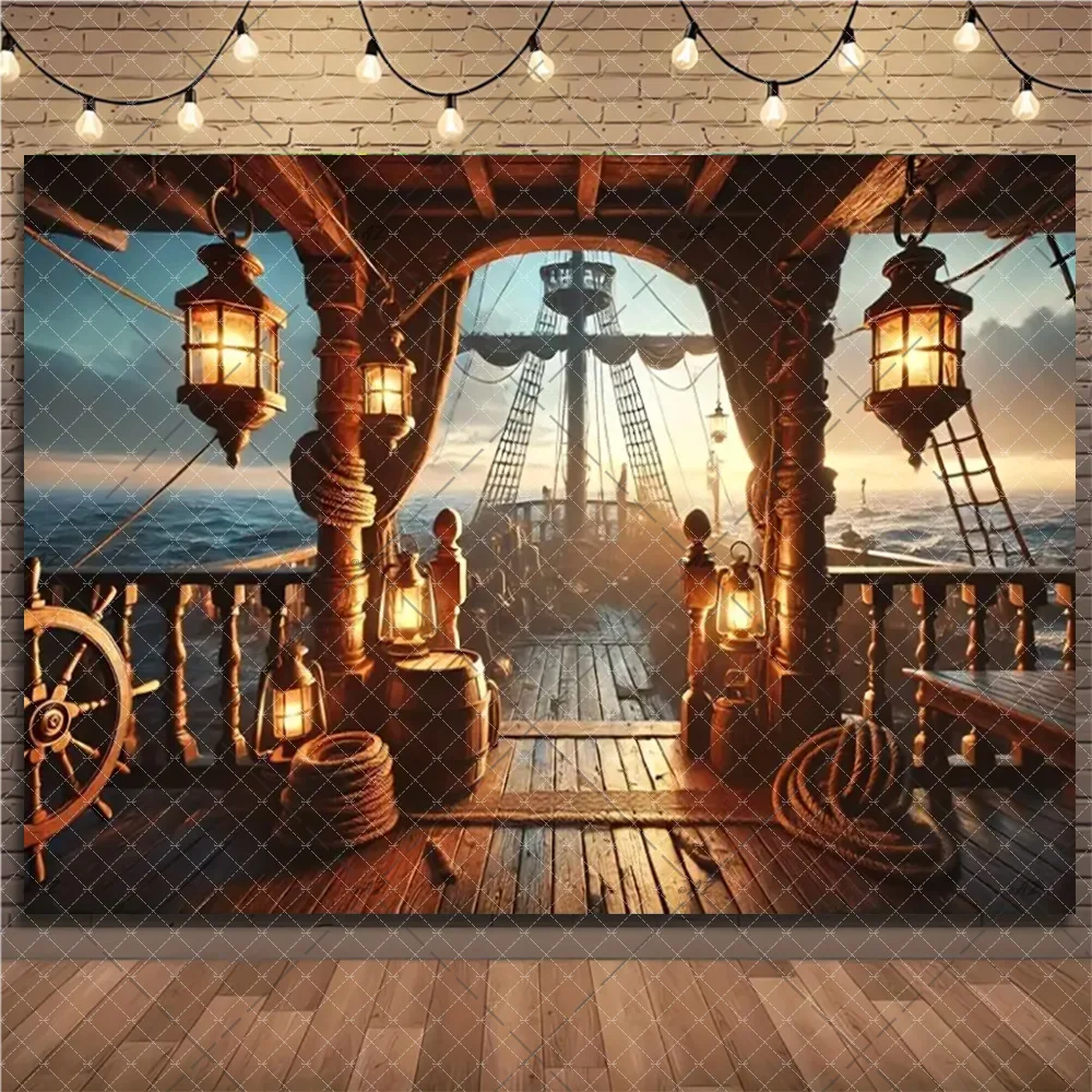 Piratenschiff Thema Hintergrund Schatzkarte Abenteuer Wandbehang Retro Skelett Kinder Geburtstag Party Dekoration Veranstaltungen Lieferungen – Detail 22