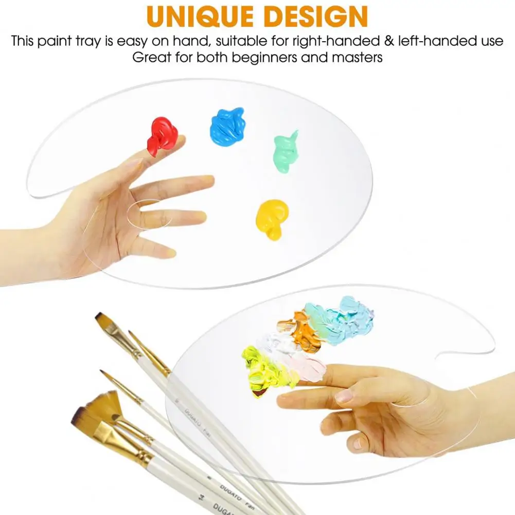 Oil Paint Mixing Tray Burr Free Painting Palette Comfortable Grip Mix Useful Clear Pigment Mixing Plate Finger Hole