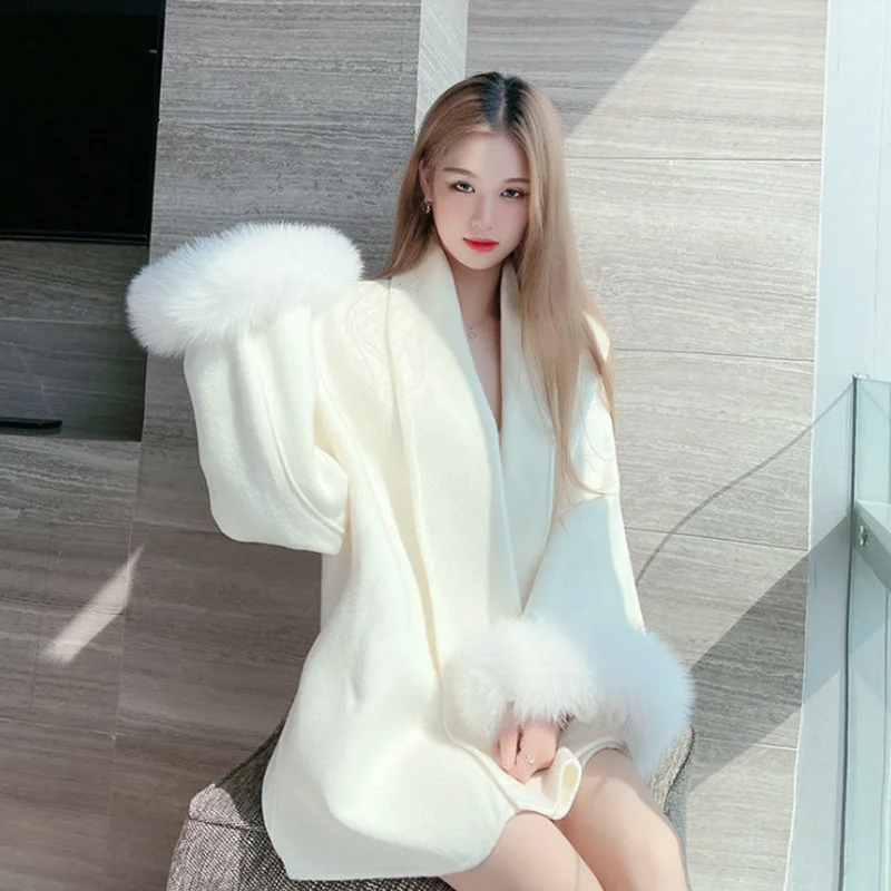 

Женское пальто из натуральной шерсти, однотонное элегантное шерстяное пальто с поясом и манжетами, Осень-зима 2022