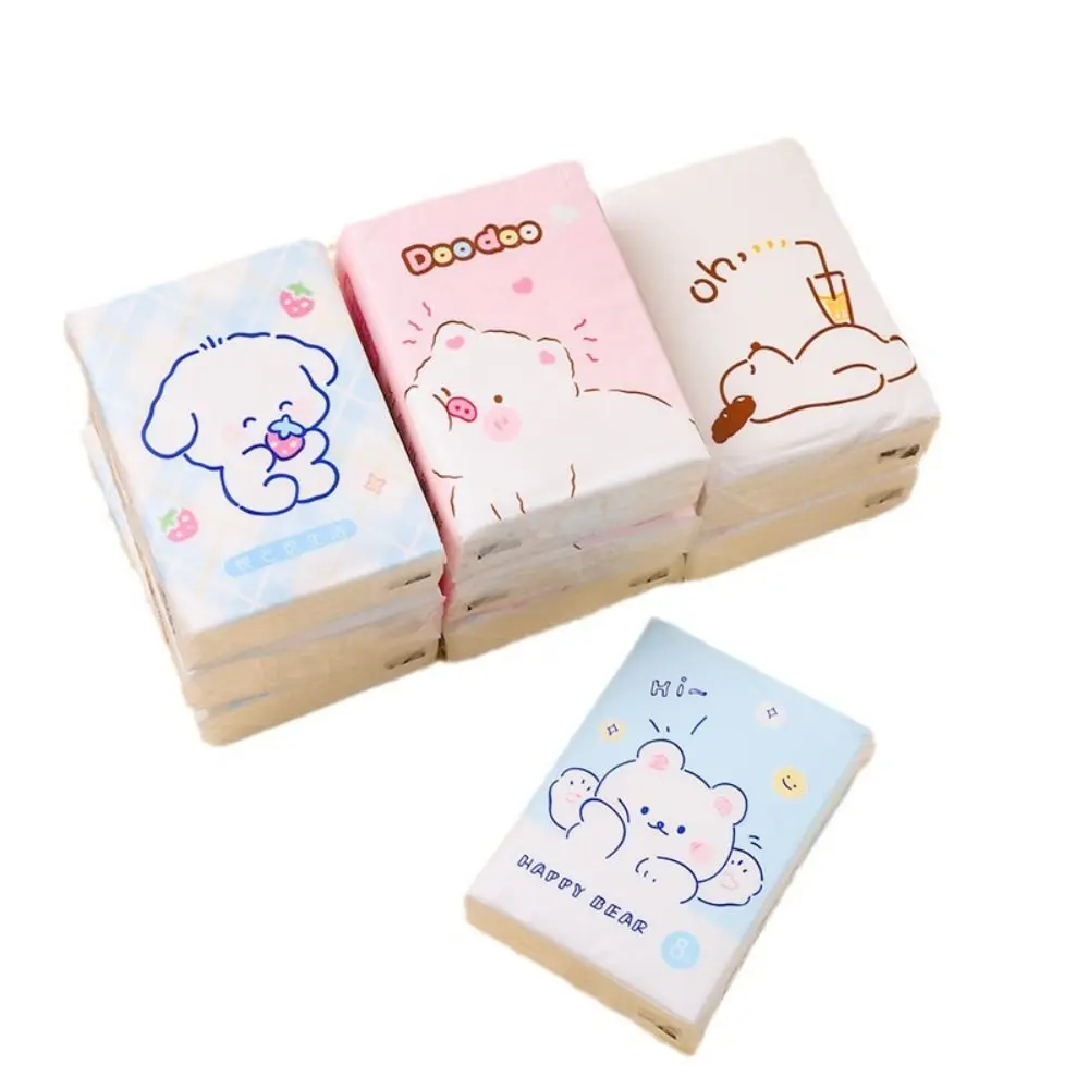 Cute 9 Packs Capybara Handkerchief Paper 3Ply Soft Bear Toilet Paper Skin-friendly Cleaning Capybara Peripheries Cleaning