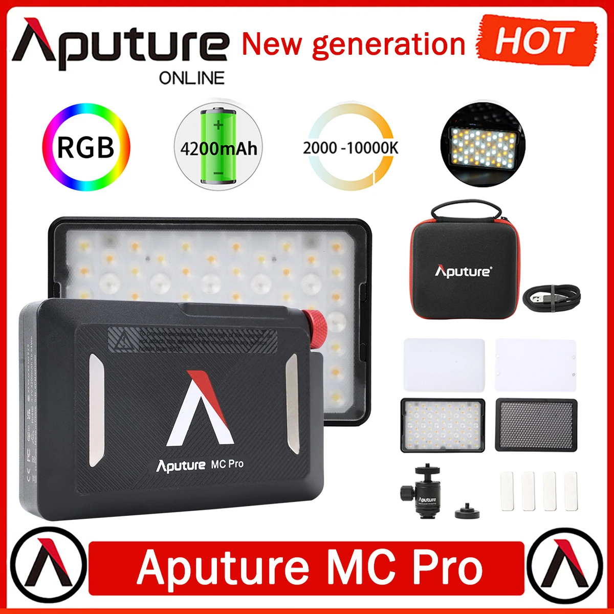 SmallRig RC 100C Lampe Vidéo LED RGBWW, Contrôle Par Application, 100 W COB, éclairage Continu, Projecteur Portable, 2700-10000K/CRI 96+/TLCI 98+, 12 Effets, 11000 Lux/1 M