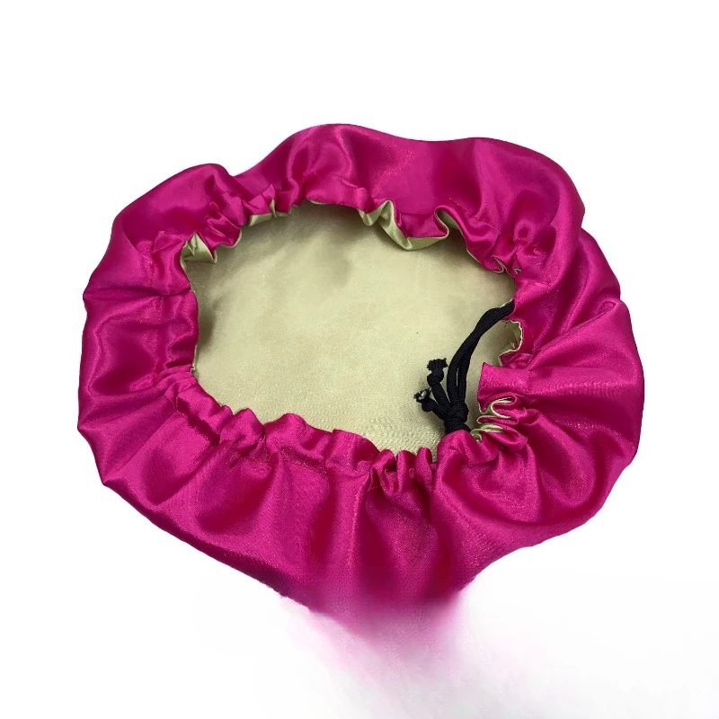 European and American Double-layer Color Simulated Beauty Perm Cap with Chemotherapy Strap Adjustable in Multiple Colors