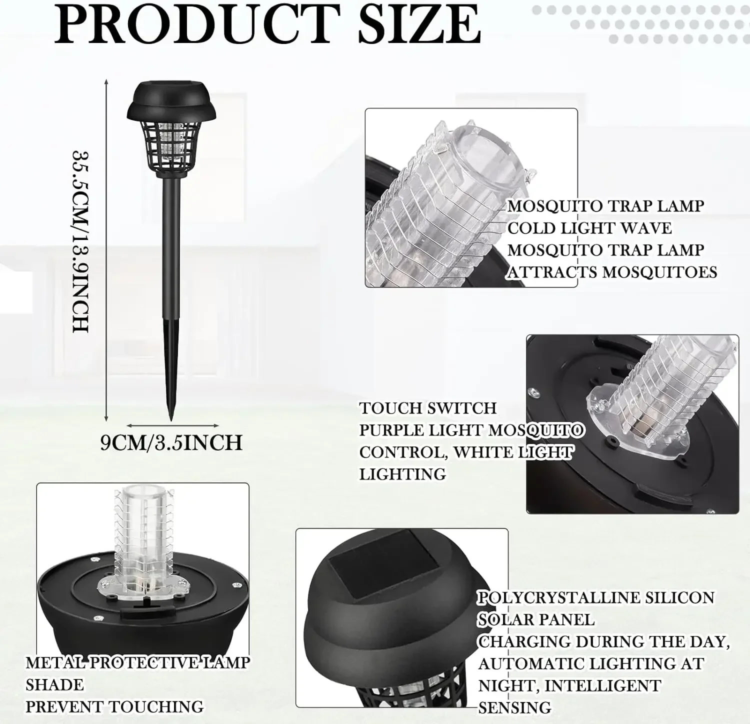 Solar Mosquito Killer Lamp Home Garden Waterproof Mosquito Repeller Outdoor Camping Electric Artifact Lighting