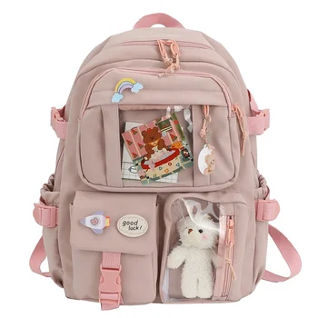 Zaino per scuola superiore zaini per bambini per studenti Kawaii Patchwork borse da scuola di grande capacità per borsa a mano per ragazze