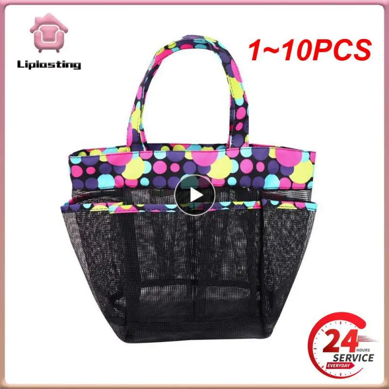 

1~10PCS Portable Mesh Shower Caddy Quick Shower Tote Hanging Bath Toiletry Organizer Bag 7 Storage Pockets Double Handles