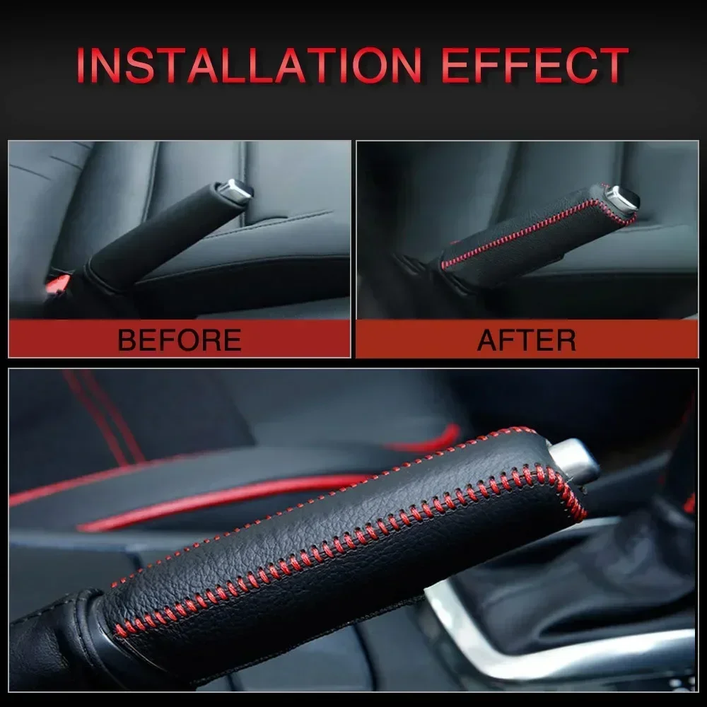 Car Leather Gears Handbrake Cover for SEAT Altea Toledo MK1 MK2 Ibiza Cupra Leon Cupra Skoda Fabia Rapid hand brake cover,car interior accessories,gear head cover