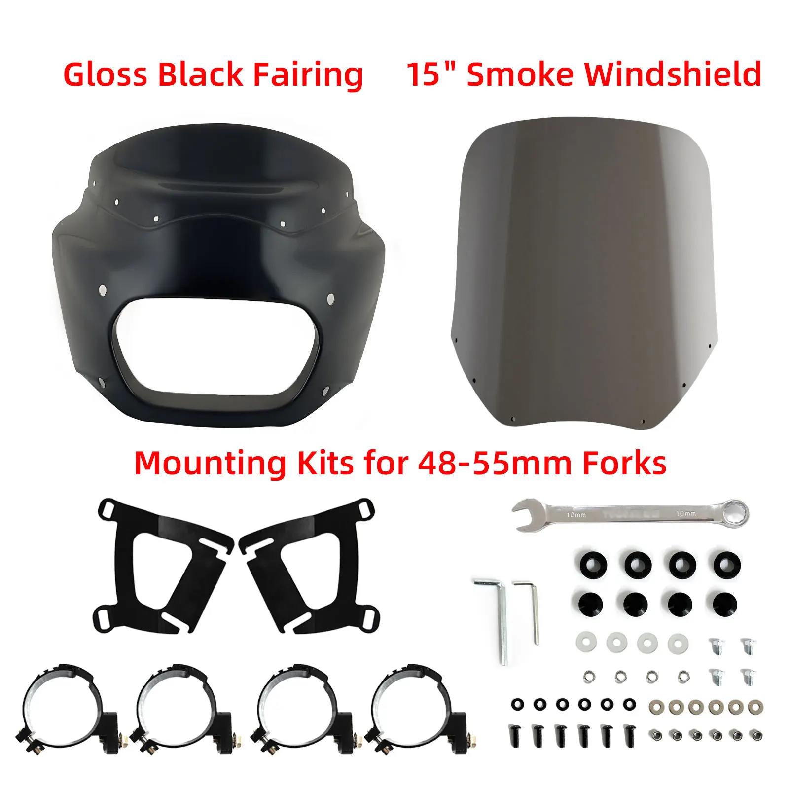Motorcycle Fairing Road Warrior Gloss Black Fairing For Harley Softail Fat Bob FXFB-For Fat Bob S FXFBS -