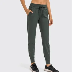 11 Colors Drawstring Pants Fitness Women Sweatpants with Two Side Pockets 4-Way Stretch Leggings Lady Stretchy Pants