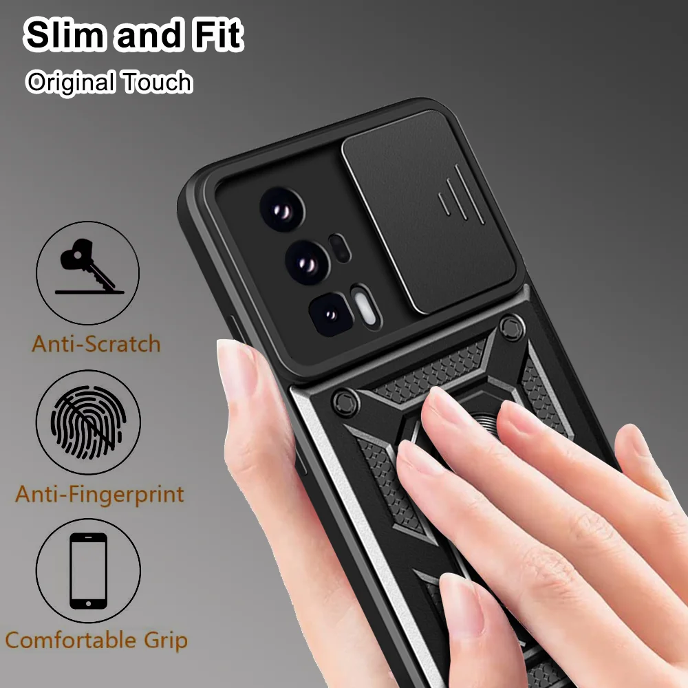 Durable Shockproof Armor Phone Case with Car Holder & Camera Lens Protection for Xiaomi Mi Poco F5 Series
