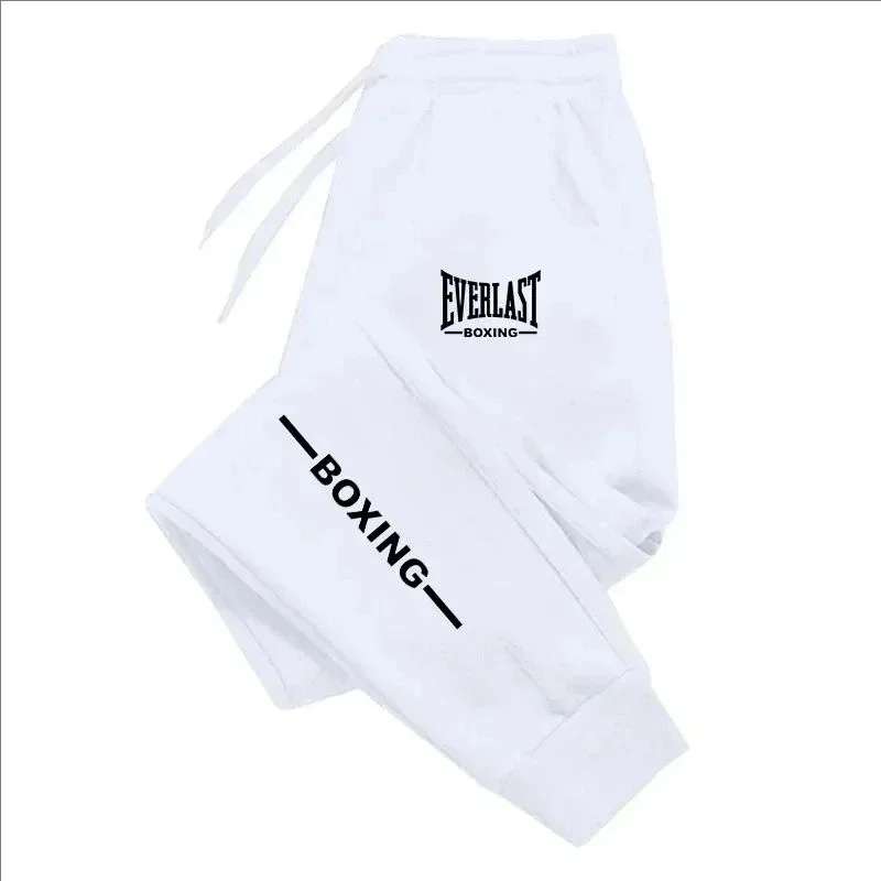 Unisex EVERLAST printed running pants with fleece lining, casual jogging sportswear for autumn and winter