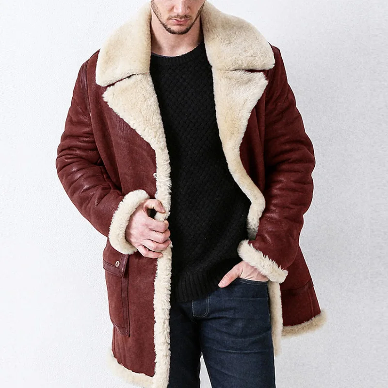 

New Autumn Winter Thickened Mens Coat Imitation Fur Long Jacket Abrigos Para Hombre Invierno 2022 Male Outerwear