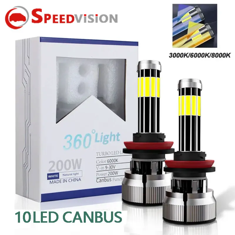 

H7 LED Mini Canbus H4 H1 HB3 HB4 9012 Turbo Bi 360 Projector Lens Light H11 9005 Car Headlight Bulb Auto Ice Fog Lamp 6000K 12V