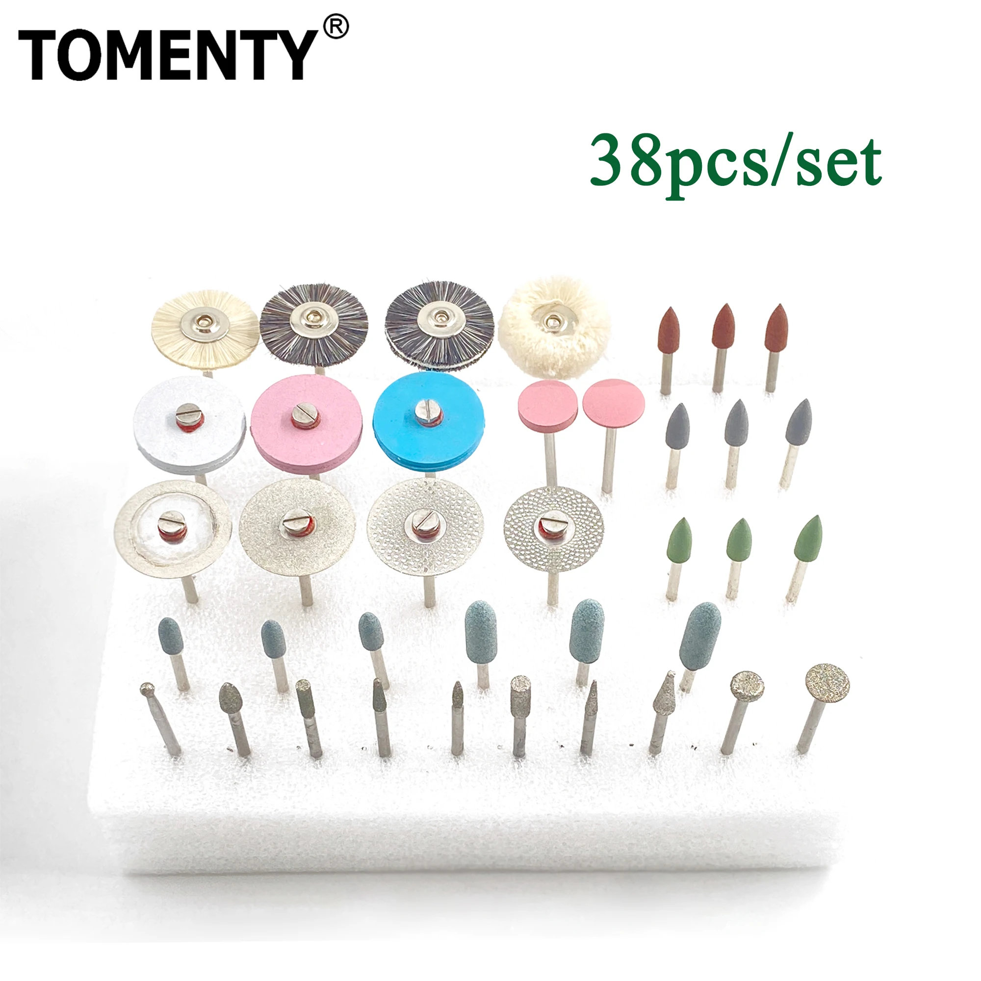 

38pcs/Box TOMENTY Dental Lab Polishing Kit Dental Artificer Ceramic Porcelain Grinding Dentist Tool Dentist Grinding Tools