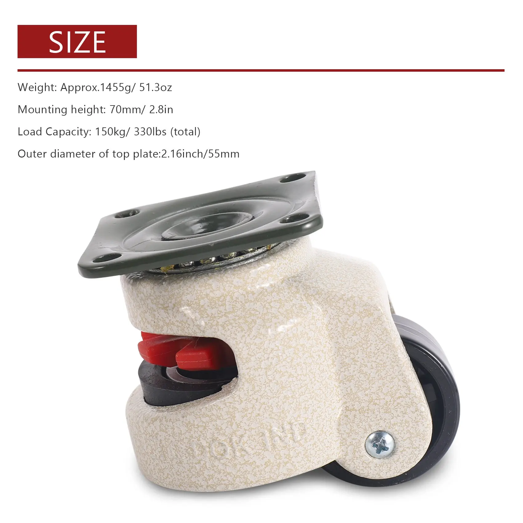 4 Pcs Retractable Leveling Casters Industrial Machine Swivel Caster Castor Wheel for Office Chair Trolley 330 Lbs Capacity 6