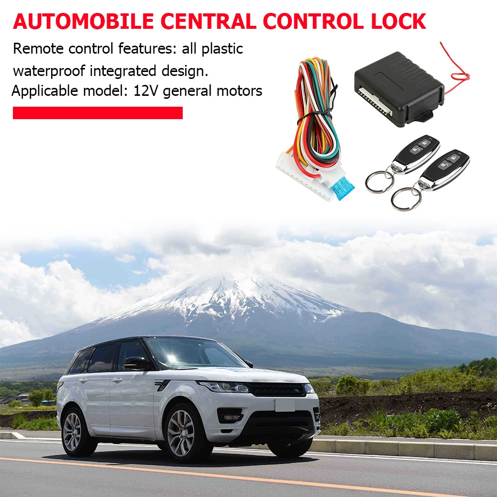 Vehicle Central Locking Kit 433.92MHz Keychain Central Kit System Button with Remote Control Auto Remote Central Locking Kit
