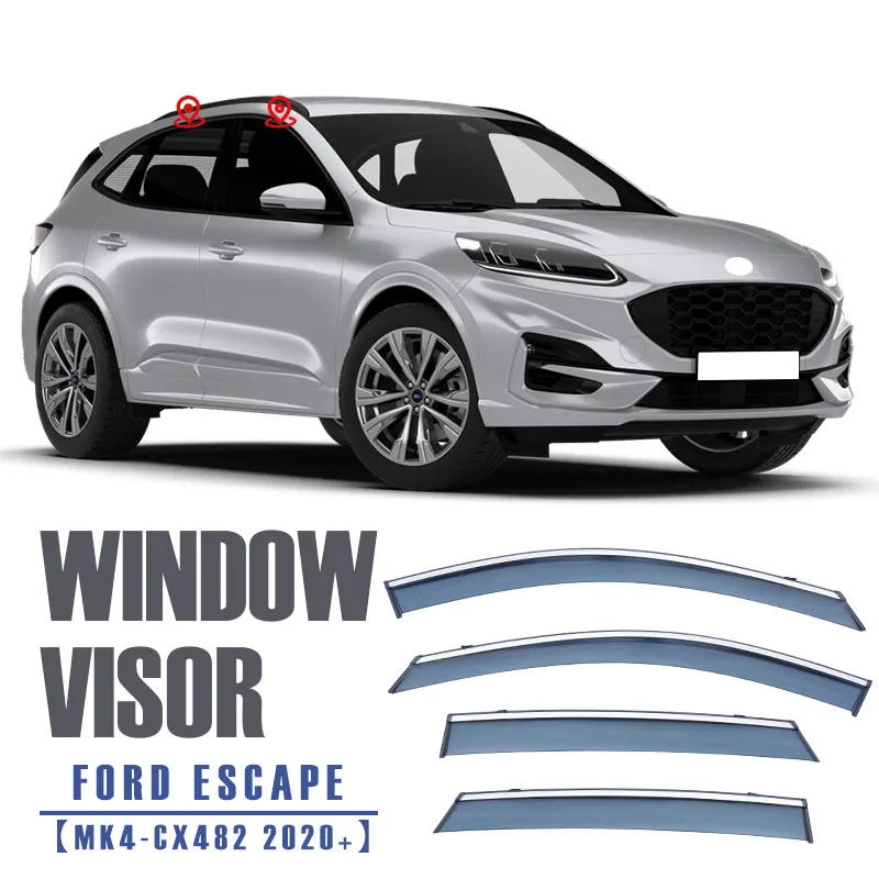 

For FORD ESCAPE C520 CX482 2001-2023 Plastic Window Visor Vent Shades Sun Rain Deflector Guard 4PCS/SET FO-RD ESCAPE