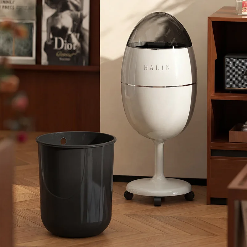 Large Capacity Trash Can with Lid – Movable Luxury Waste Bin for Kitchen & Living Room 3