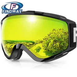 Findway Ski Goggles Anti-UV OTG Design & Anti-Fog Snow Goggles 100% UV 400 Protection Anti-Break for Men or Women(Adult Youth)