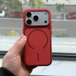 Ultra Thin Metallic Paint Hard PC Magnetic Case with Wireless Charging Cover - iPhone 12 Pro Max (Red)