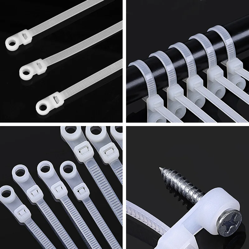 나사 구멍 나일론 케이블 타이, 다목적 헤비 듀티 조정 가능한 자동 잠금 코드 타이, 정리함 스트랩, DIY 고정 루프, 신제품