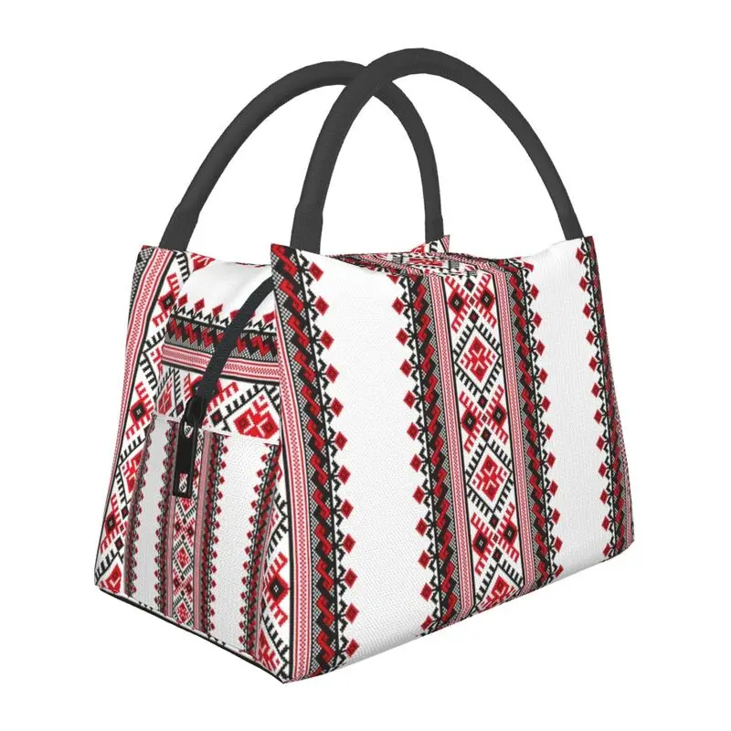 

Ukraine Vyshyvanka Embroidery Insulated Lunch Bags for Women Waterproof Bohemian Geometric Cooler Thermal Lunch Box Work Picnic