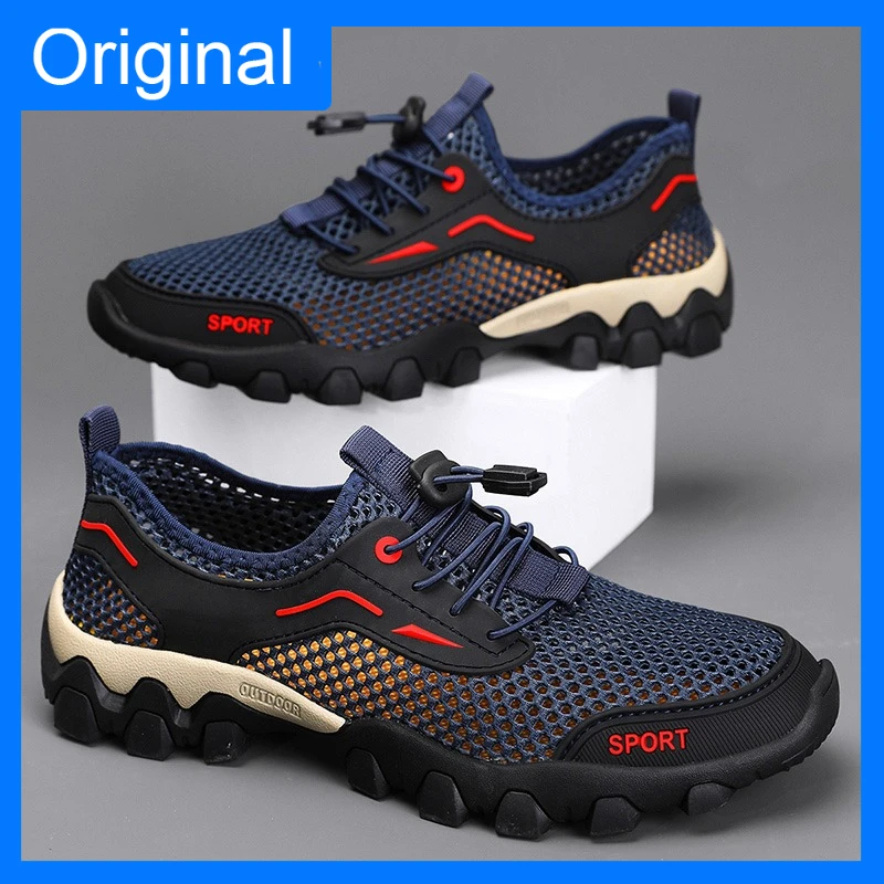 Chaussures de marche pour hommes, chaussures d'été à semelles souples, antidérapantes, légères, pour camping et randonnée, en maille respirante, chaussures décontractées polyvalentes 1 Chaussures de marche pour hommes, chaussures d'été à semelles souples, antidérapantes, légères, pour camping et randonnée, en maille respirante, chaussures décontractées polyvalentes 1