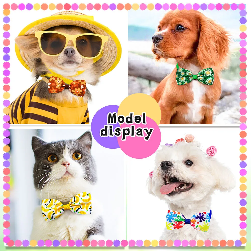 20PCS 여름 작은 개 나비 넥타이 해바라기 애완 동물 강아지 Bowties 칼라 여름 애완 동물 미용 액세서리