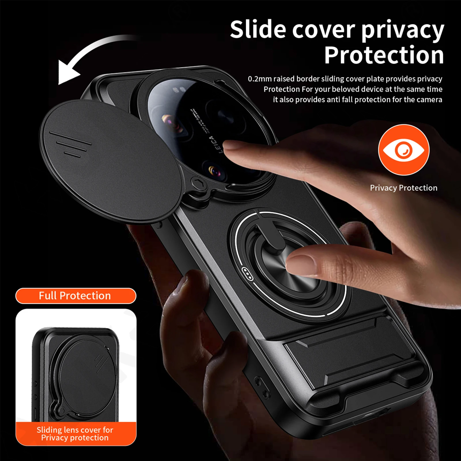 Premium Mirror Cover with Magnetic Car Ring Holder and Kickstand Feature