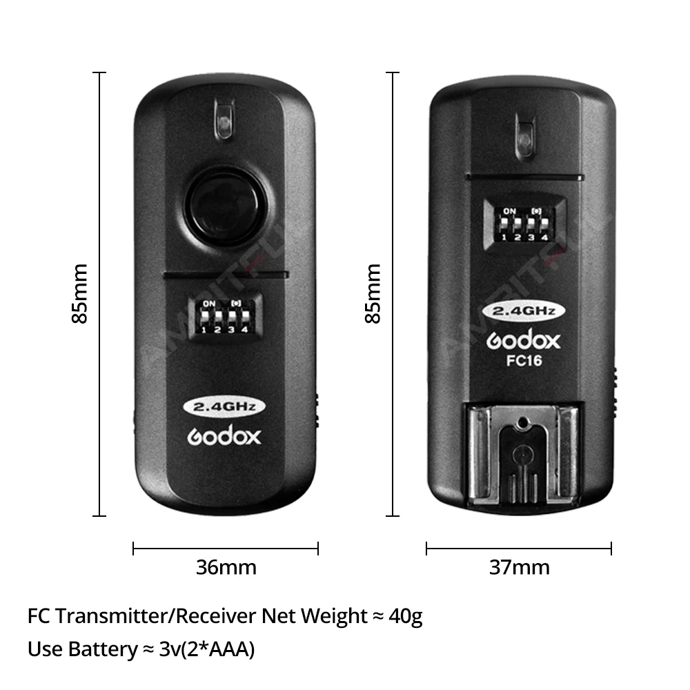 Godox 16 channels Fc-16 Studio 2.4Ghz Remote Wireless Flash Trigger with Remote Shutter for Canon Nikon EOS Camera camera remote shutter button camera remote shutter release flash trigger