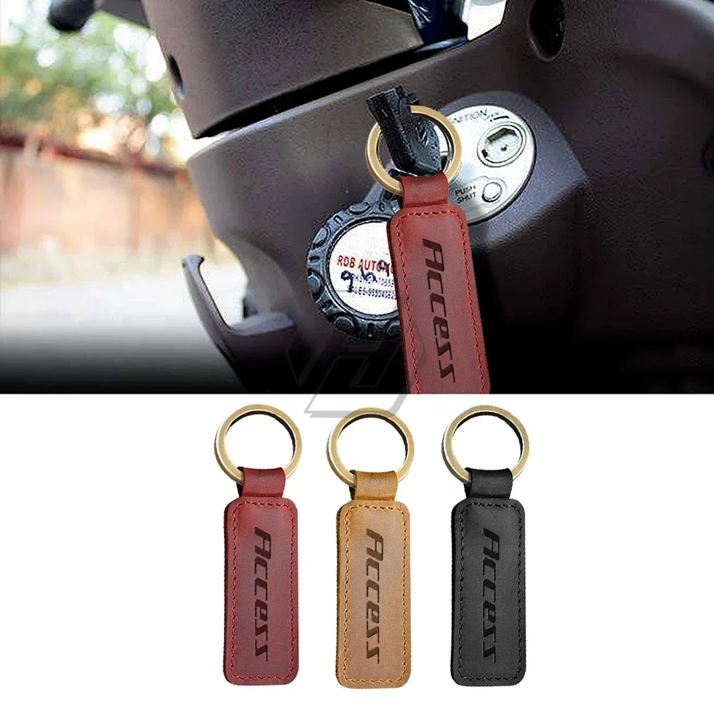 

For Suzuki Access 125 Motorcycle Cowhide Keychain Key Ring