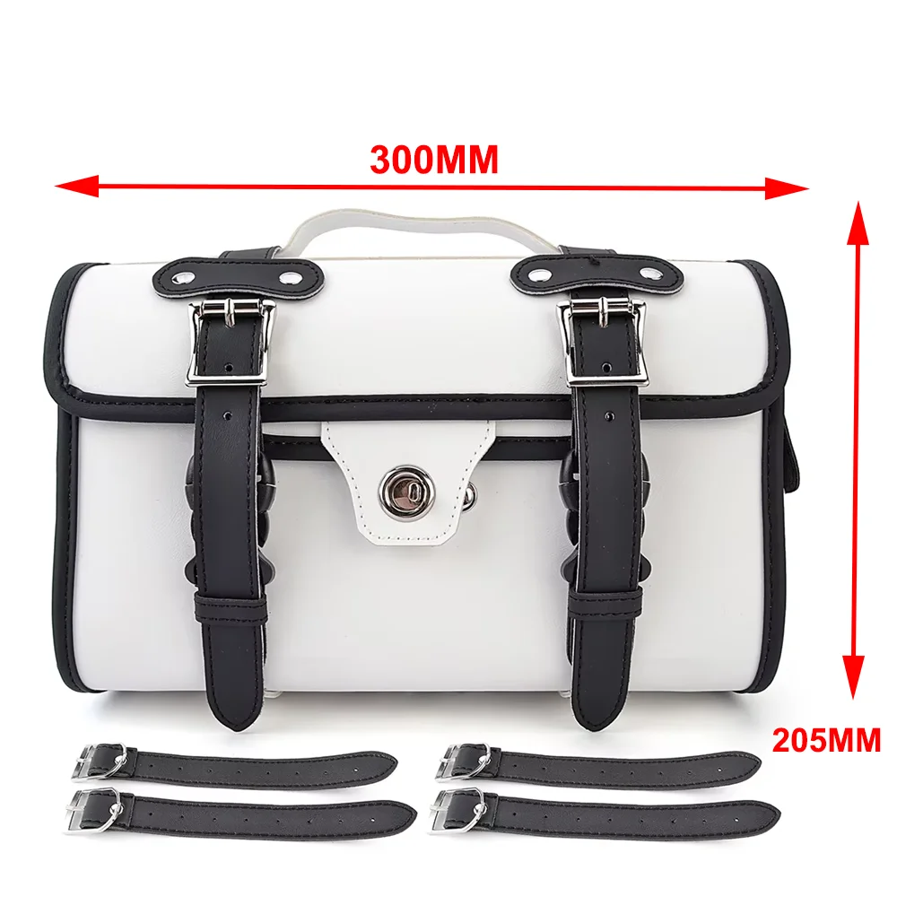Mutazu White GA Universal Motorcycle Hard Saddlebags for