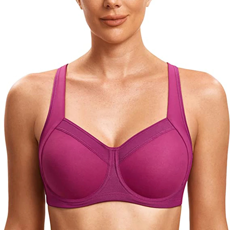 Racerback Sports Bra for Womens High Impact Non Padded Underwire