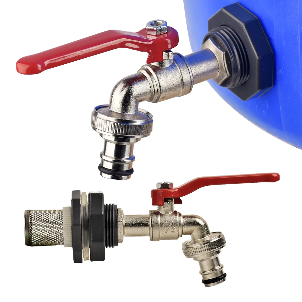 Adattatore Per Rubinetto IBC S60x6 Con Rubinetto In Lega - Raccordo 3/4" Per Tubo Da Giardino, Serbatoio Acqua Piovana, 1000L