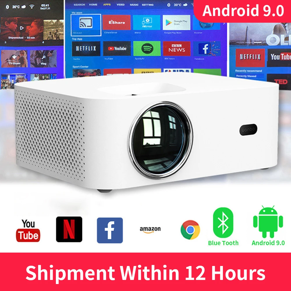 Wanbo X1 Pro Projector Android 9.0  Android Wifi Phone Mini Projector Global 4K LED Portable Projector 1280*720P For Home Office best buy projector